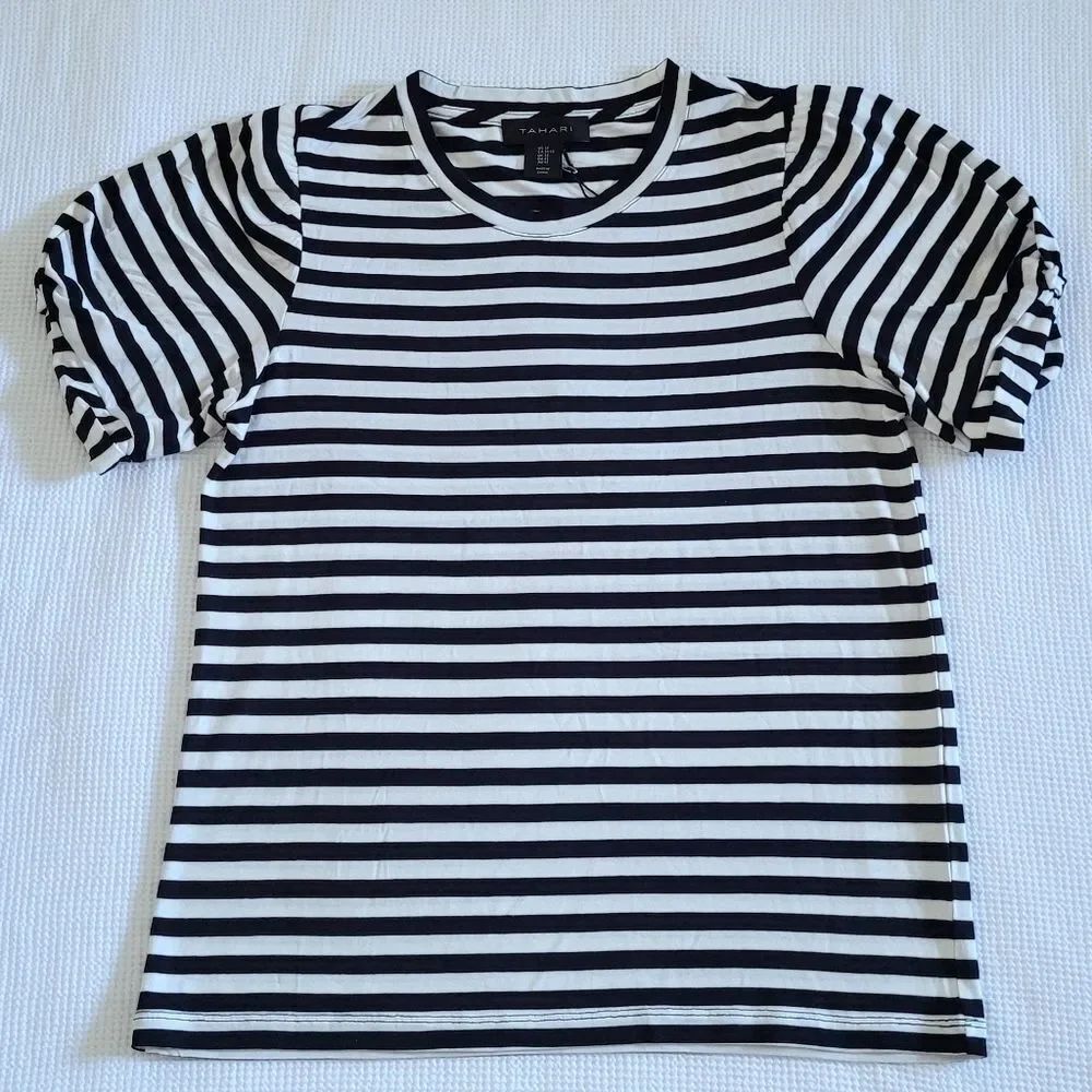 Tahari Striped Twist➰ Sleeve Top - NWT